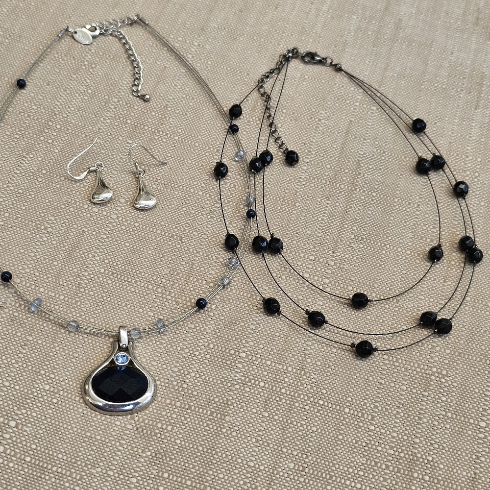SET! Lia Sophia with 925 Teardrop Earrings & Beaded Choker SET! - Picture 8 of 14